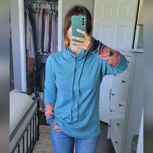 Minclouse Aztec Sleeve Funnel Neck Tunic Top